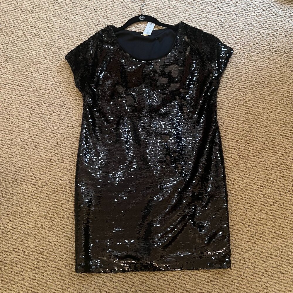 Garage Sequin Dress- Black- Cap Sleeve
